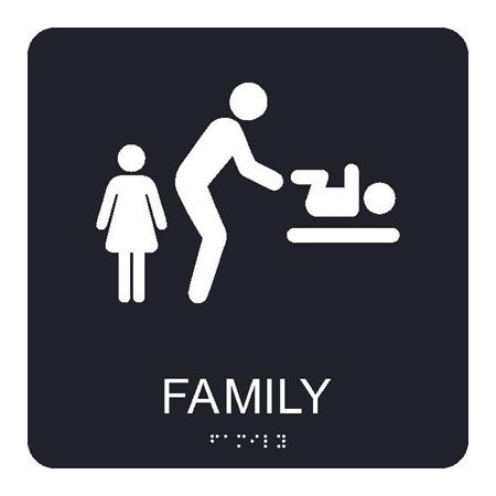 Nmc Family Restroom Braille Ada Sign, ADA27BK ADA27BK